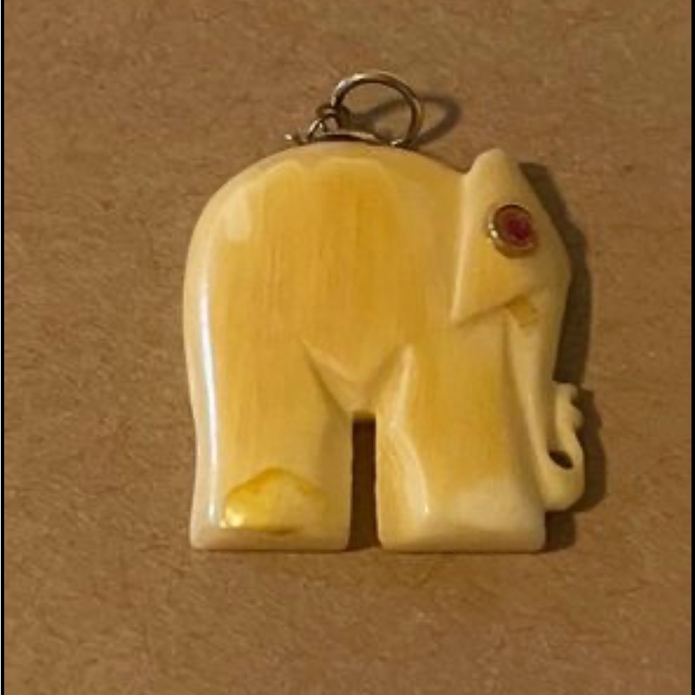 Vintage Genuine Ivory Elephant Pendant Charm